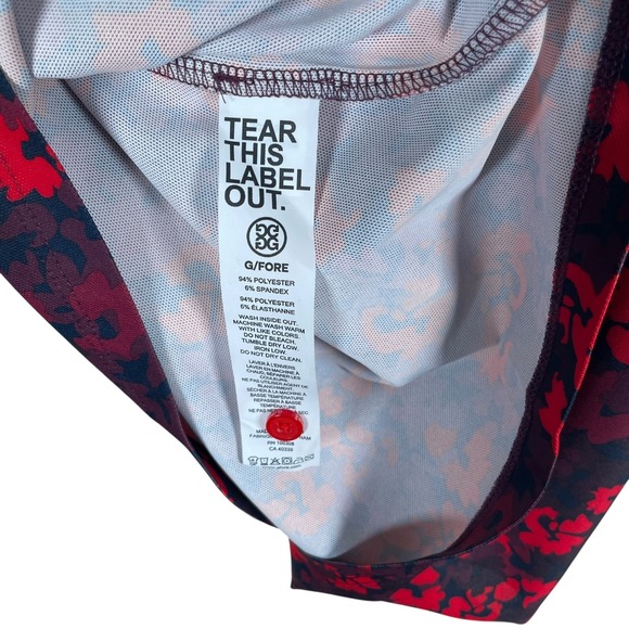 New G/FORE Camo Floral Tech Performance Golf Polo Mens S Poppy Red Stretch‎ $120 - Picture 5 of 6
